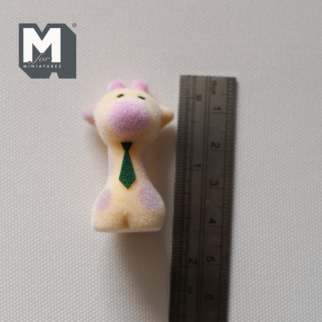 1:12 Scale Miniature Baby Giraffe with Neck Tie, 1-5/8 inch tall, DIY Dollhouse Supply (flocked skin)