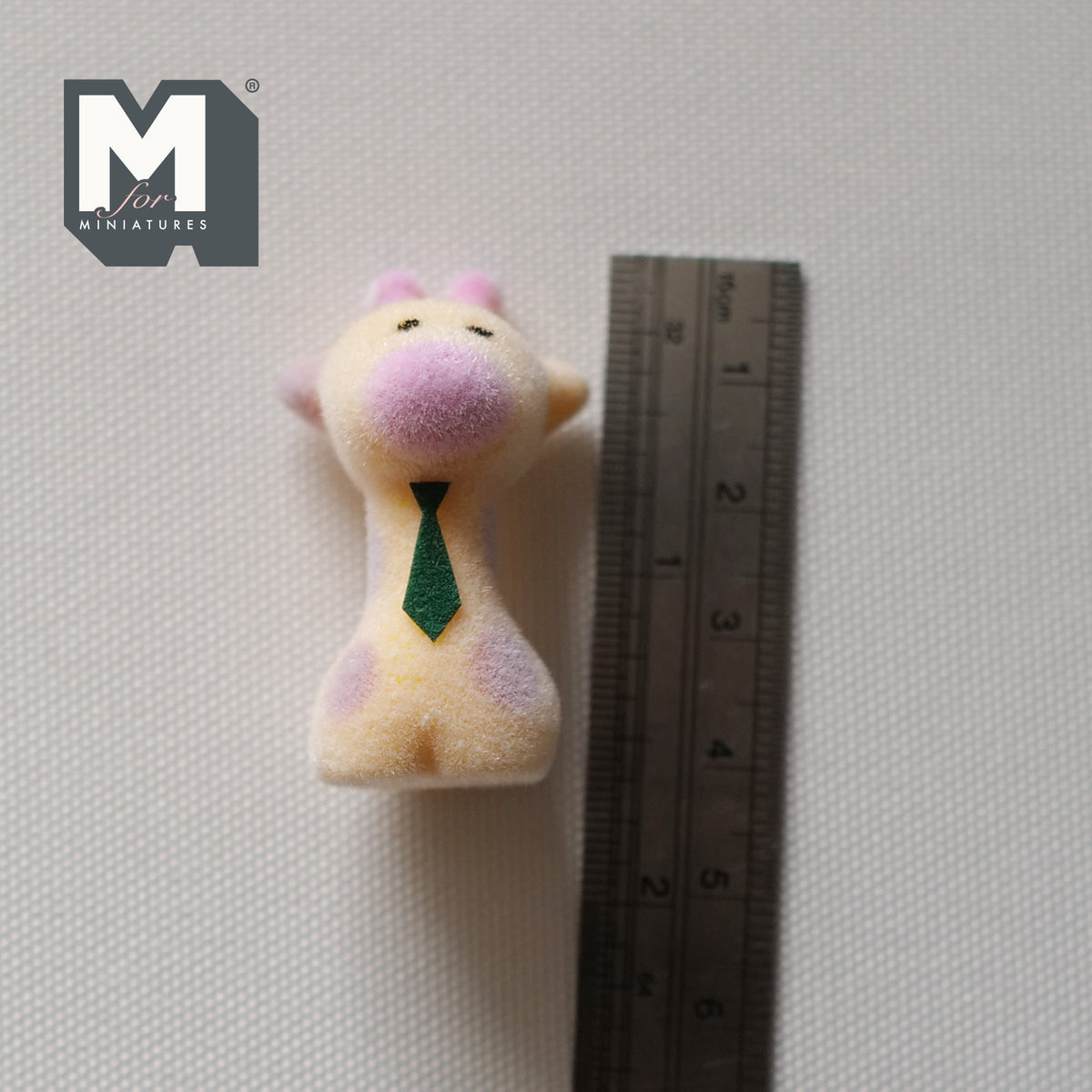 1:12 Scale Miniature Baby Giraffe with Neck Tie, 1-5/8 inch tall, DIY Dollhouse Supply (flocked skin)