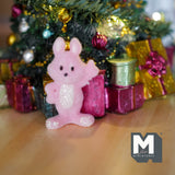 Dollhouse Supplies Miniature Bunny , Young Bunny Rabbit with Neck Tie 1-5/8" Tall (flocked skin) - G048