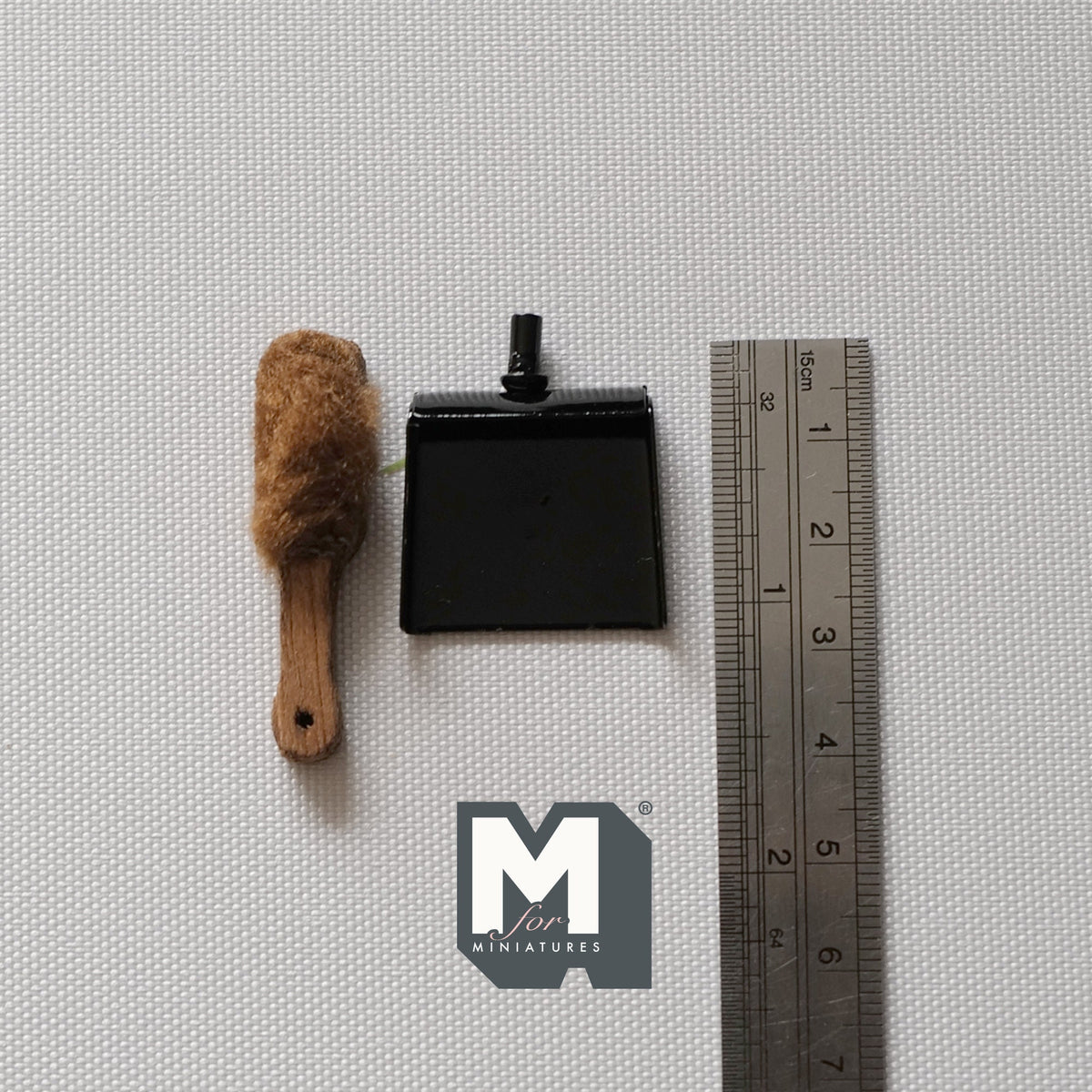 Miniature Dust Pan & Brush 1:12 Scale Dollhouse Supplies Kitchen Metal Dustpan and Wooden Brush Set of 2 - F017