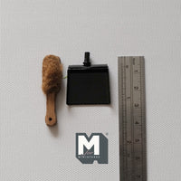 Miniature Dust Pan & Brush 1:12 Scale Dollhouse Kitchen Metal Dustpan and Wooden Brush Set of 2 - F017