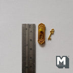 1:12 Scale Miniature Gold Dollhouse Door Knob Plate with Key, 15/16 inch tall