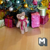 Miniature Plush Bear 1:12 Scale Dollhouse Mini Standing Bear with Ribbon (light brown) - F031