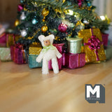 Miniature Plush Bear 1:12 Scale Dollhouse Mini Standing Bear with Ribbon (green) - F031