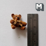 Miniature Plush Bear 1:12 Scale Dollhouse Mini Sitting Bear with Ribbon (brown) - F011