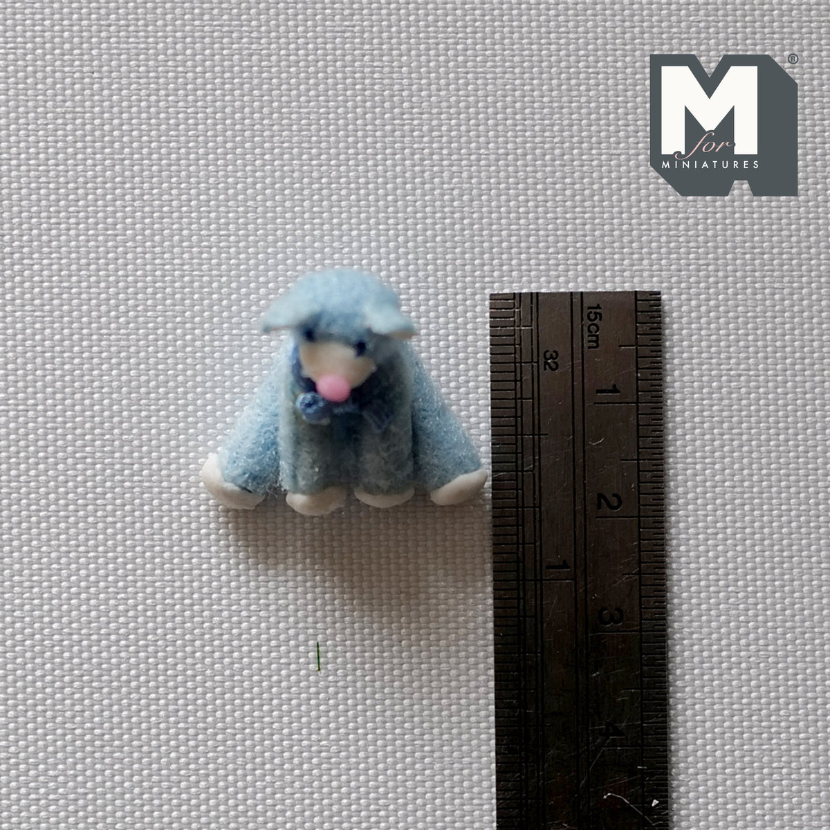 1:12 Scale Miniature Plush Sitting Bear with Ribbon, 11/16 inch tall, DIY Dollhouse Supply (blue)