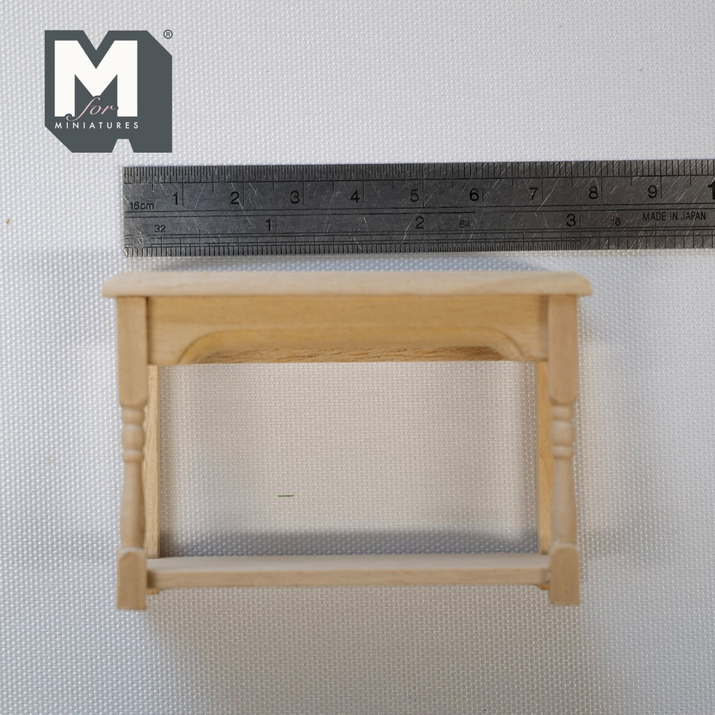 1:12 Scale Miniature Unpainted Wood Hall Table, Lower Shelf, 2 inch tall, DIY Dollhouse Supply