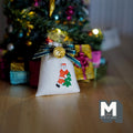 1:12 Scale Miniature Cloth Santa Sack with Bell, Green and Gold Bow, 1-3/4 inch tall, DIY Dollhouse Supply