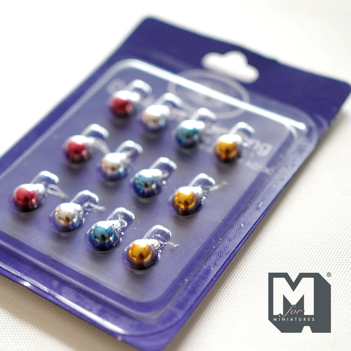 1:12 Scale Miniature Glass Christmas Baubles, Set of 12, 5/16 inch dia., DIY Dollhouse Supply