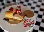 1:12 Scale Miniature Breakfast Board with Bread and Jam Jar, 1-9/16 inch long, DIY Dollhouse Supply