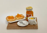 1:12th Dollhouse Supplies miniature breakfast, Lemon Tea, Toast and Peace Jam tray food dish 1 12th scale - E100