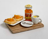 1:12th Dollhouse Supplies miniature breakfast, Lemon Tea, Toast and Peace Jam tray food dish 1 12th scale - E100