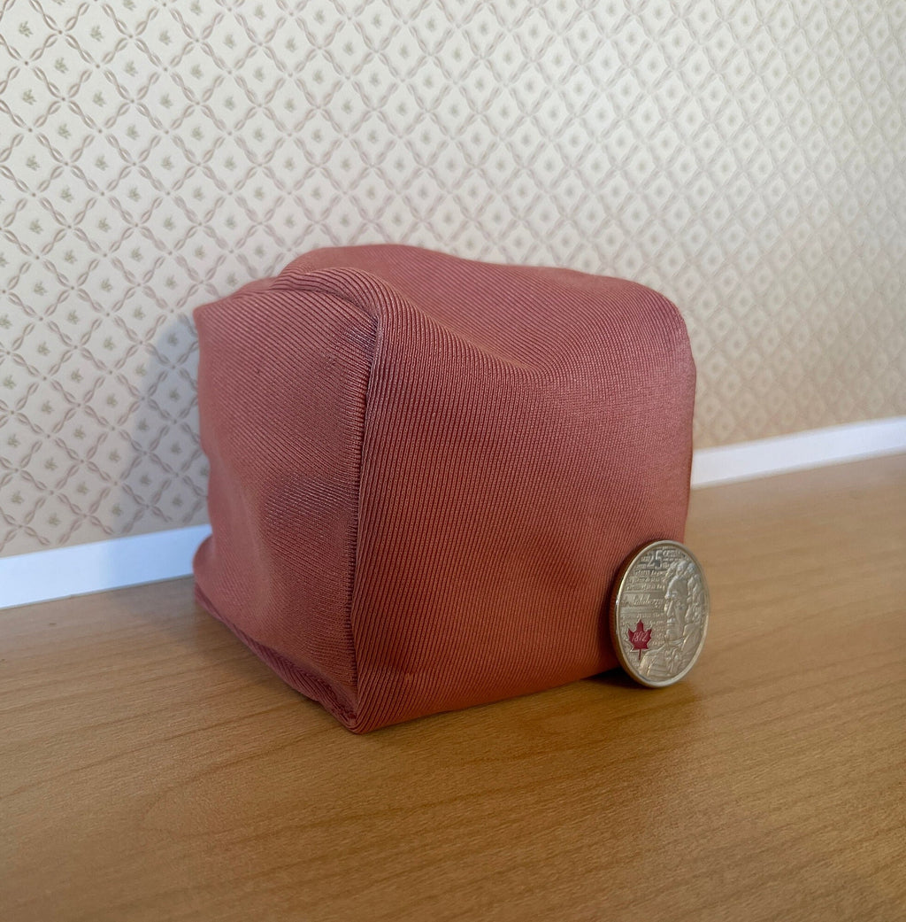1:12 Scale Miniature Fabric Bean Bag Chair, 2-3/8 inch tall, DIY Dollhouse Supply (dusty pink)