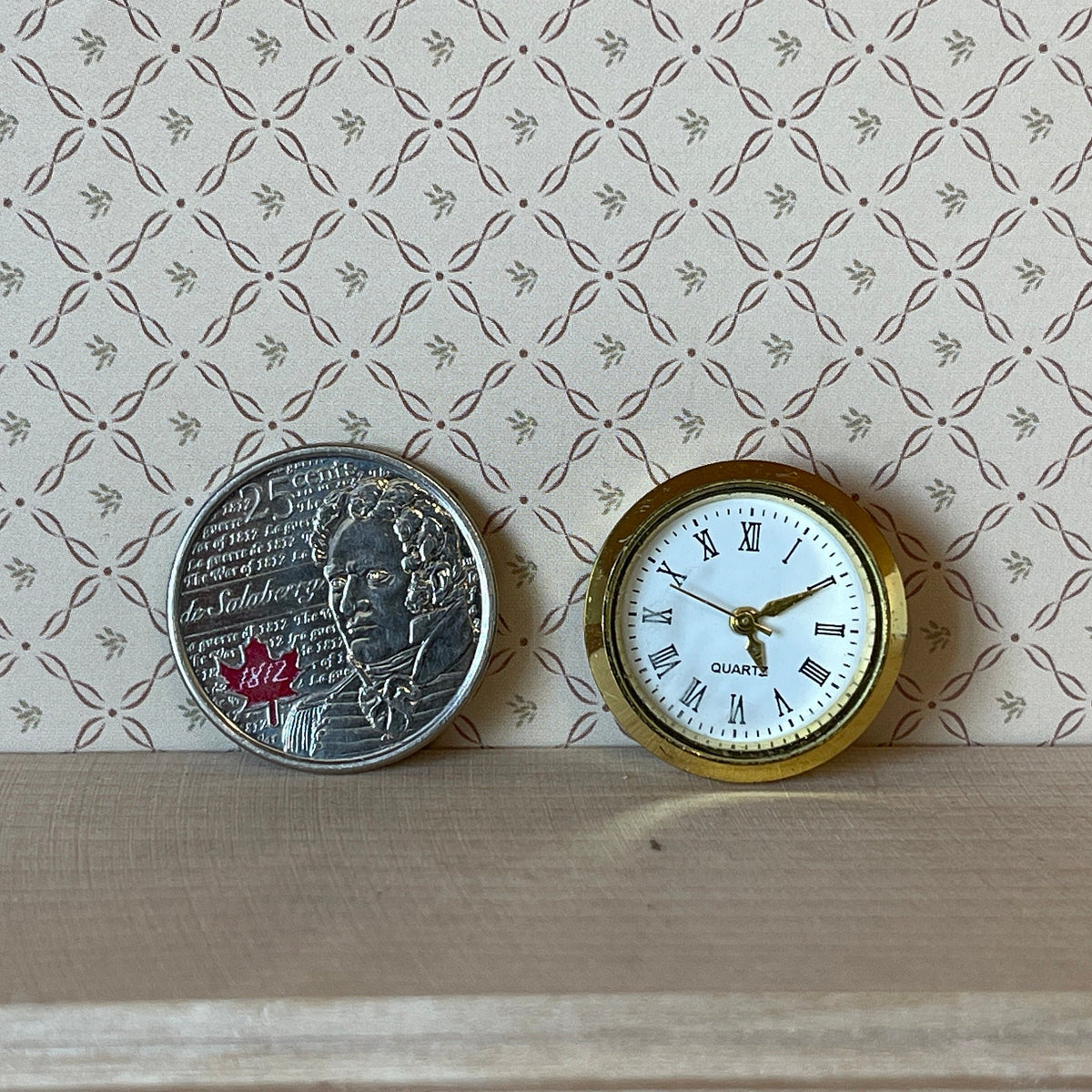 Dollhouse Supplies Miniature Metal Working Clock Face (real clock) - B050