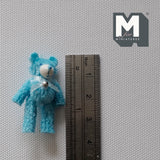 Miniature Plush Bear 1:12 Scale Dollhouse Mini Standing Bear with Ribbon (blue) - F031