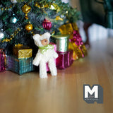 Miniature Plush Bear 1:12 Scale Dollhouse Mini Standing Bear with Ribbon (green) - F031