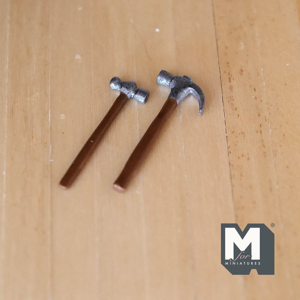 Miniature Claw Hammer 1:12 Scale Dollhouse Sledge Hammer Set of 2 - H035