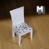 Dollhouse Miniature Dining Chair with Fabric Sitting Pad 1:12 Scale White Chair Dollhouse Furniture - C003