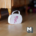 1:12 Scale Miniature Ballet Case Handbag, Pink Ballerina Print, 1-1/4 inch long, DIY Dollhouse Supply (white)