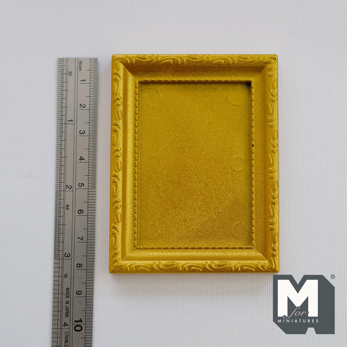 1:12 Scale Miniature Rectangular Picture Frame, Molded Border, 3-3/16 inch tall, DIY Dollhouse Supply (gold)