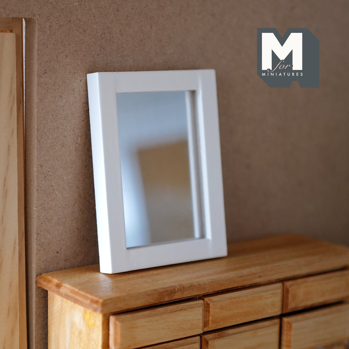 1:12 Scale Miniature Rectangular Wall Mirror, 3-1/8 inch tall, DIY Dollhouse Supply (white)