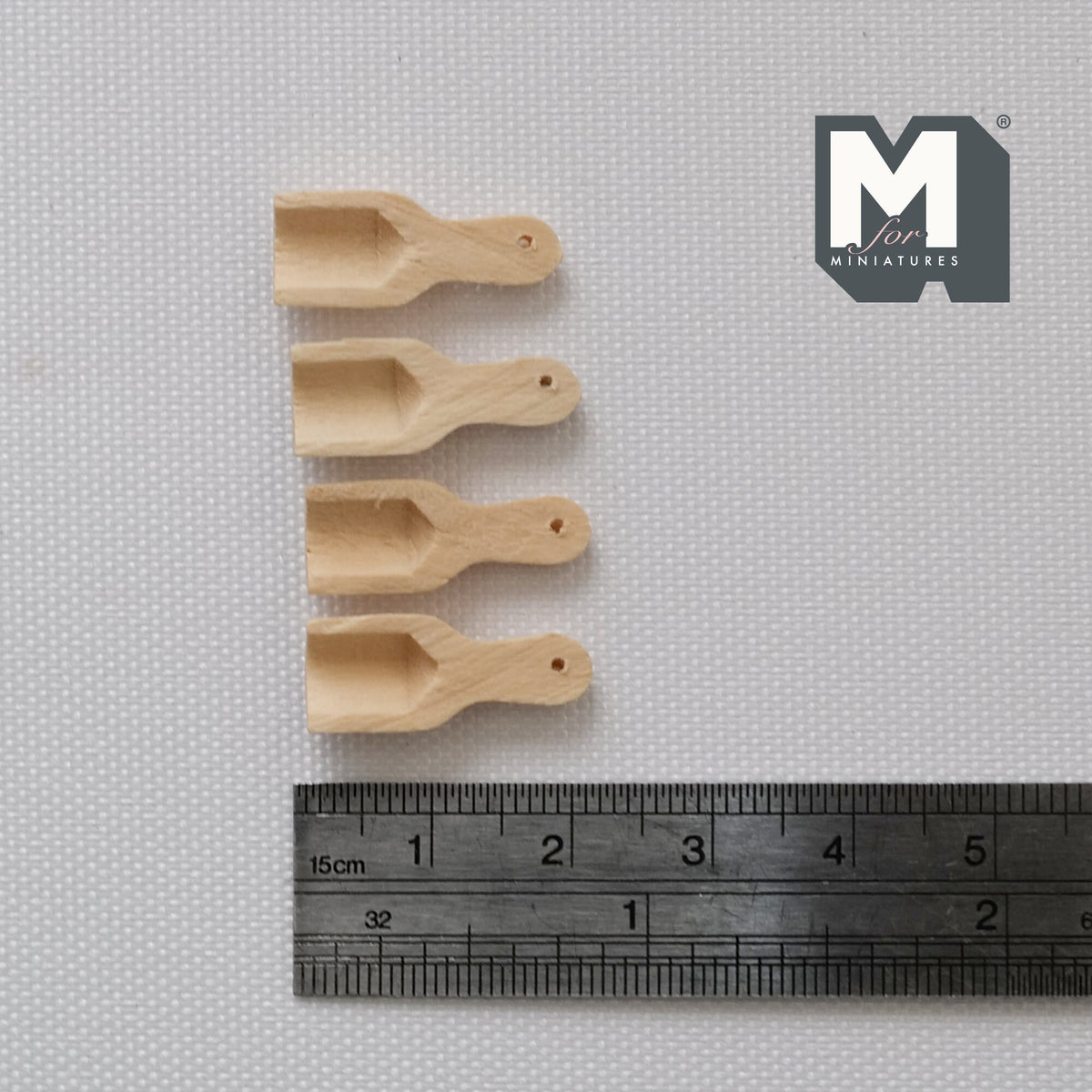1:12 Scale Miniature Wood Scoops, Set of 4, 13/16 inch long, DIY Dollhouse Supply