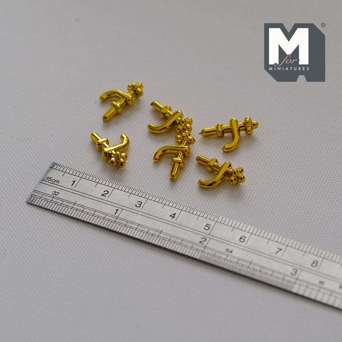 1:12 Scale Miniature Sink Faucets, Set of 6, 1/2 inch tall, DIY Dollhouse Supply (gold)