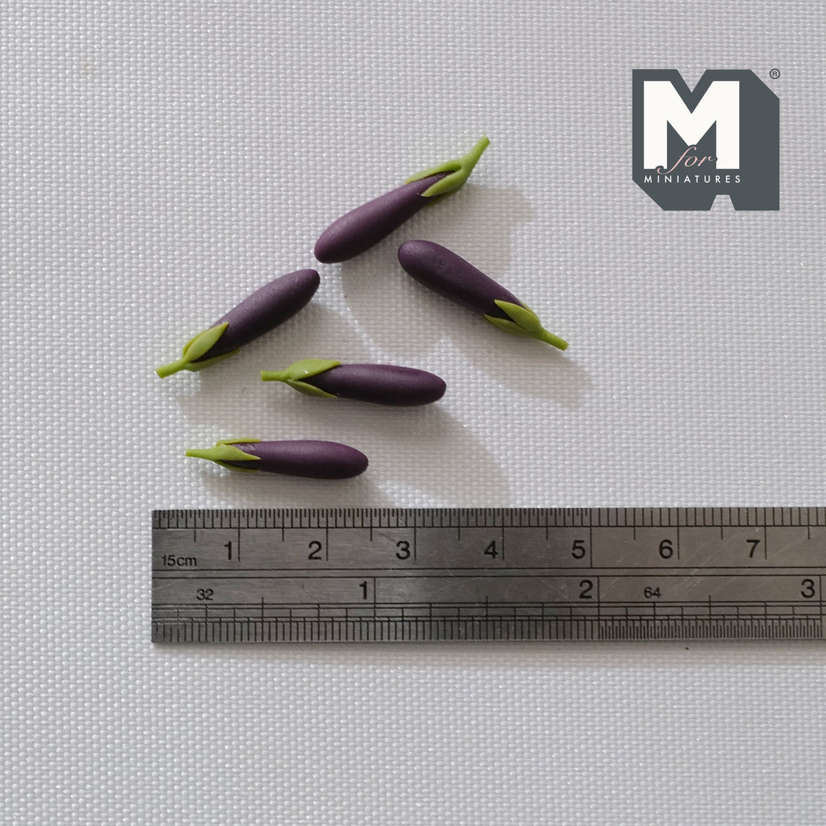 1:12 Scale Miniature Eggplants, Set of 5, 5/16 inch long, DIY Dollhouse Supply (dark purple)