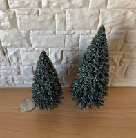 Miniature Evergreen Trees with Base Dollhouse Garden Tree , Fairy Garden Tree Set of 2 (medium size) - I036