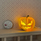 Miniature Carved Pumpkin , 1:12 Scale Dollhouse Halloween Pumpkin Light - WS1D