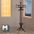 1:12 Scale Miniature Metal Coat Stand, Curly Hooks, Tripod Base, 6-1/8 inch tall, DIY Dollhouse Supply (black)