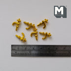 1:12 scale miniature gold sink faucets, set of 6, shown above a ruler for scale