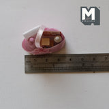 Dollhouse Miniature Baby's Accessories in Basket , 1:12 Scale Baby Milk Bottle Miniature Book and Toy in Basket - G053