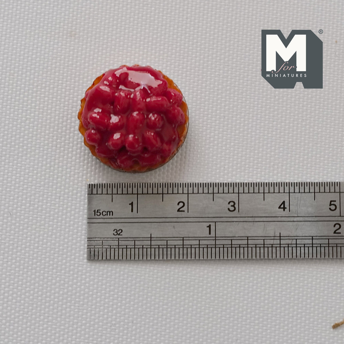 1:12 Scale Miniature Strawberry Pie on Metal Plate, 7/8 inch dia., DIY Dollhouse Supply
