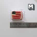 Miniature American Flag Fruit and Cookie Cake 1:12 Scale Dollhouse Strawberry Cake 1-1/4 inch wide (clay) - D025