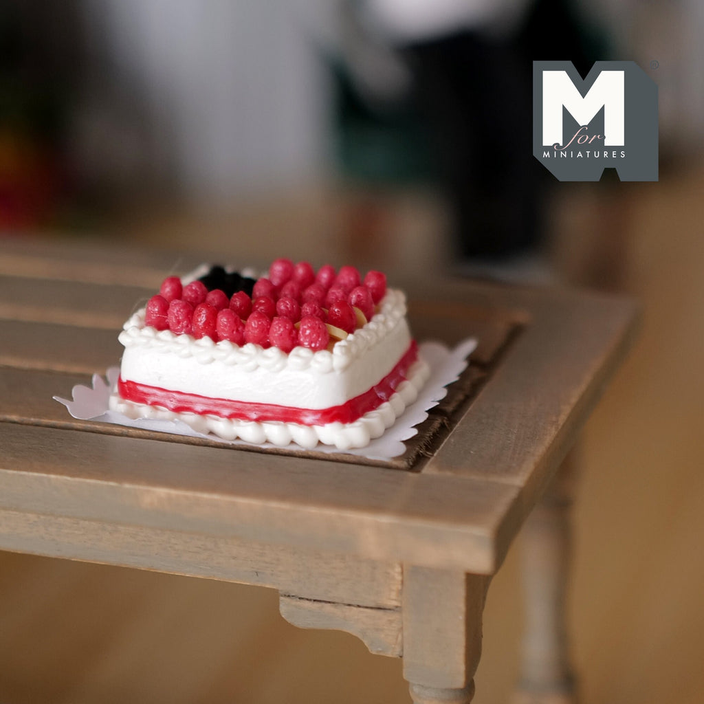 Miniature American Flag Fruit and Cookie Cake 1:12 Scale Dollhouse Strawberry Cake 1-1/4 inch wide (clay) - D025