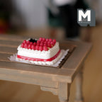Miniature American Flag Fruit and Cookie Cake 1:12 Scale Dollhouse Strawberry Cake 1-1/4 inch wide (clay) - D025