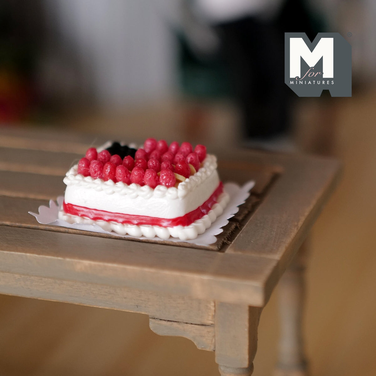 Miniature American Flag Fruit and Cookie Cake 1:12 Scale Dollhouse Strawberry Cake 1-1/4 inch wide (clay) - D025