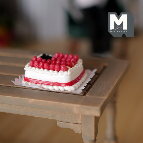 Miniature American Flag Fruit and Cookie Cake 1:12 Scale Dollhouse Strawberry Cake 1-1/4 inch wide (clay) - D025