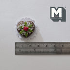 1:12 Scale Miniature Heart Shaped Chocolate Christmas Cake on Doily, 13/16 inch long, DIY Dollhouse Supply (clay)