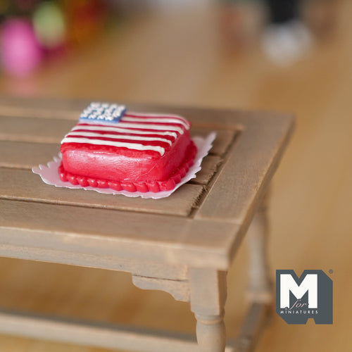 1:12 Scale Miniature American Flag Cake, 1-1/8 inch long, DIY Dollhouse Supply (clay)