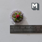 Gâteau de Noël rond miniature au chocolat, échelle 1/12, sur napperon, 2 cm de diamètre, fourniture pour maison de poupée DIY (argile)