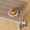 1:12 Scale Miniature Round Chocolate Christmas Cake on Doily, 13/16 inch dia., DIY Dollhouse Supply (clay)