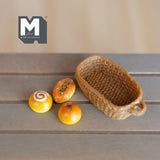 Miniature Bread and Rope Basket Set of 4 , 1:12 Scale Dollhouse Supplies Food Decoration Buns and Basket  D064