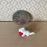 Miniature White Kitten Playing Cotton Ball 1:12 Scale Dollhouse Supplies Cat Cotton Ball  - C064
