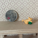 1:12 Scale Miniature Kitten Playing with Yarn Ball, 7/8 inch long, DIY Dollhouse Supply (orange)