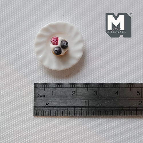 1:12 Scale Miniature Blueberry Pie on Scalloped Plate, 15/16 inch dia., DIY Dollhouse Supply
