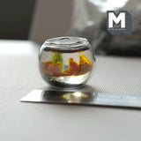 1:12 scale Miniature Dollhouse Round Fish Bowl with 2 Gold Fish, Black Sand - D078