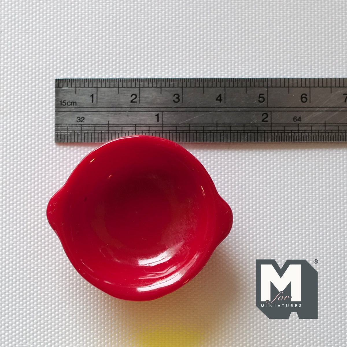 1:12 Scale Miniature Salad Bowl with Handles, 1-5/8 inch wide, DIY Dollhouse Supply (red)