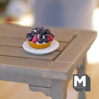 Miniature Fruit Pie , Miniature Strawberry Blueberry Pie , 1:12 Dollhouse Food Pie on Plate - E009